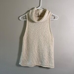 Pilcro Anthropologie Womens Cream Chunky Knit Cowl Neck Sleeveless Sweater S